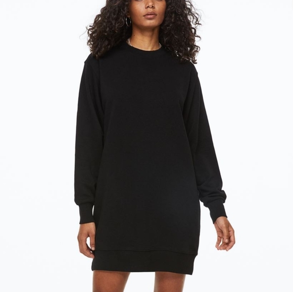 H&M Dresses & Skirts - H&M BLACK LONG SLEEVE SWEATSHIRT DRESS SIZE L